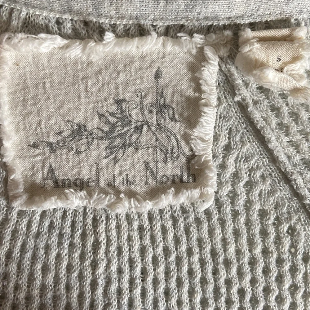 Angel of the North Light Gray Cotton Open Cardigan Cozy Lightweight Sweater knit